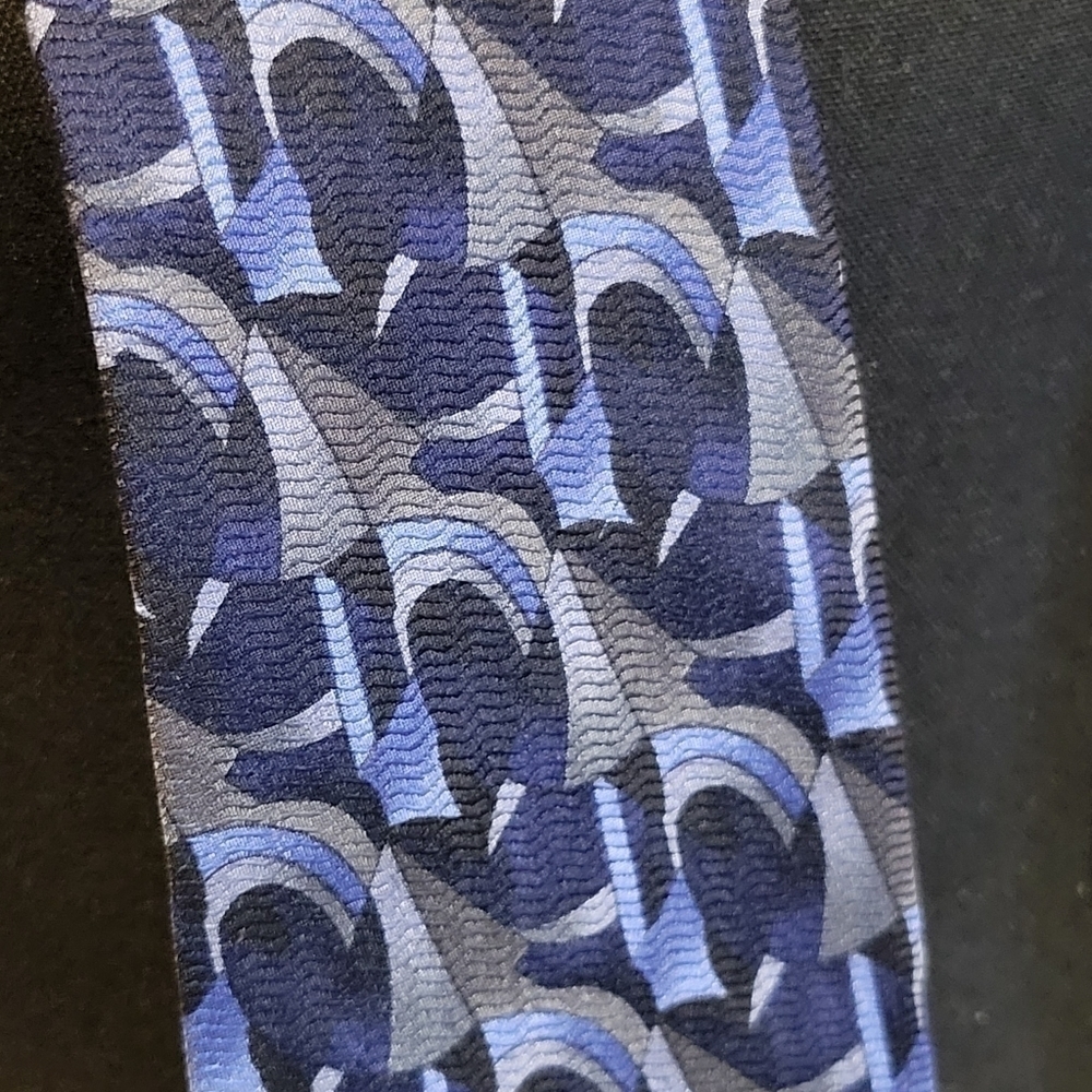 Cocktail Collection 100% silk blue & gray men's tie - Picture 2 of 5